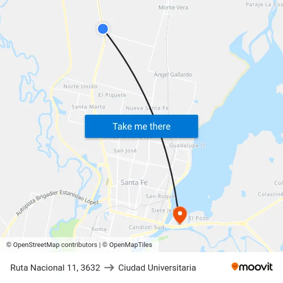 Ruta Nacional 11, 3632 to Ciudad Universitaria map