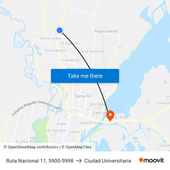 Ruta Nacional 11, 5900-5998 to Ciudad Universitaria map