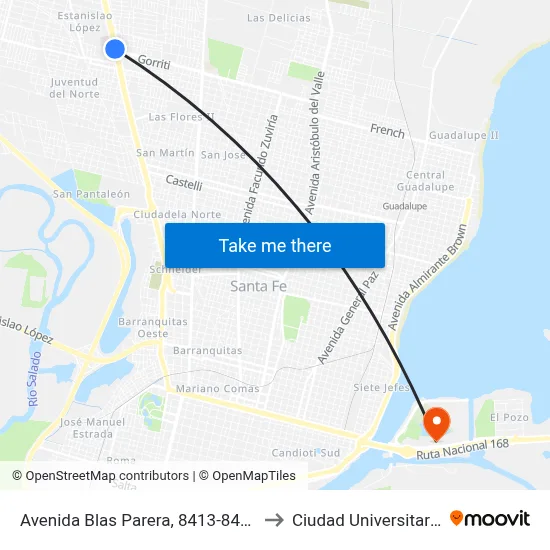 Avenida Blas Parera, 8413-8453 to Ciudad Universitaria map