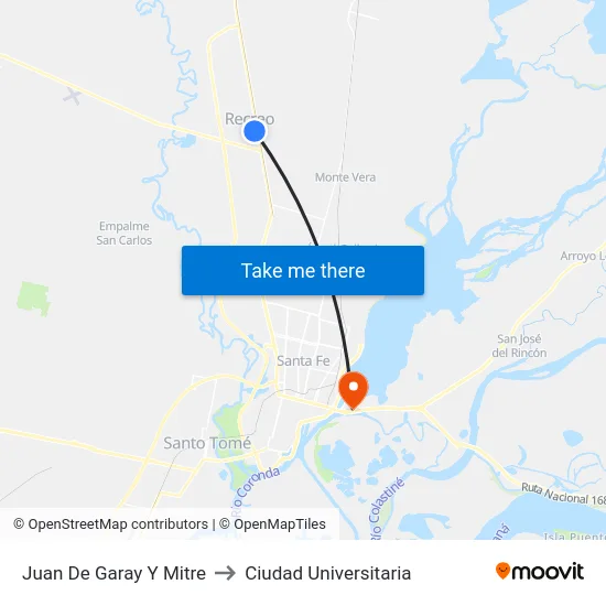 Juan De Garay Y Mitre to Ciudad Universitaria map
