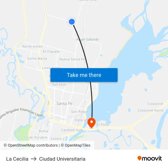 La Cecilia to Ciudad Universitaria map