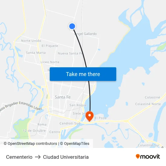 Cementerio to Ciudad Universitaria map