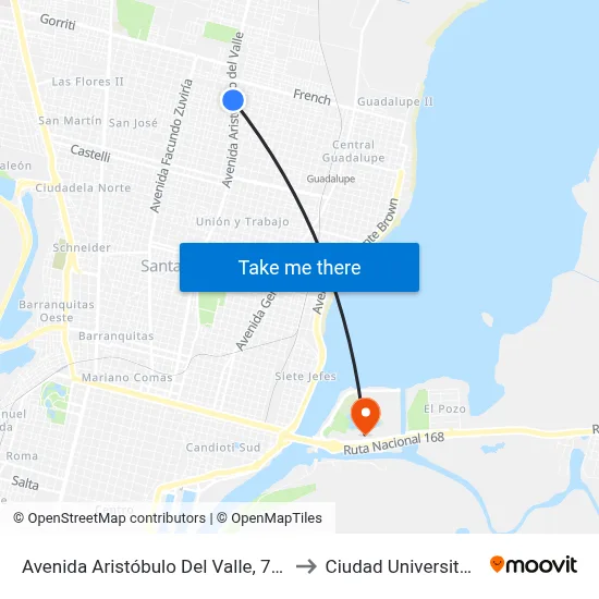 Avenida Aristóbulo Del Valle, 7901 to Ciudad Universitaria map