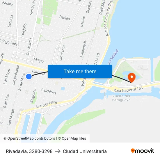 Rivadavia, 3280-3298 to Ciudad Universitaria map