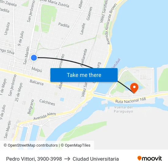 Pedro Vittori, 3900-3998 to Ciudad Universitaria map