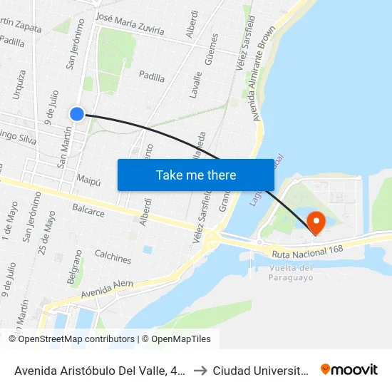Avenida Aristóbulo Del Valle, 4398 to Ciudad Universitaria map