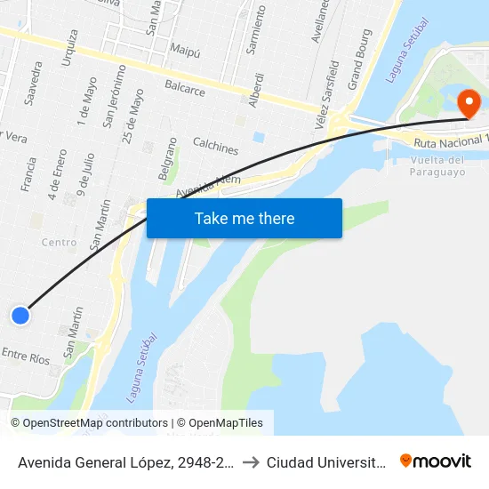 Avenida General López, 2948-2990 to Ciudad Universitaria map