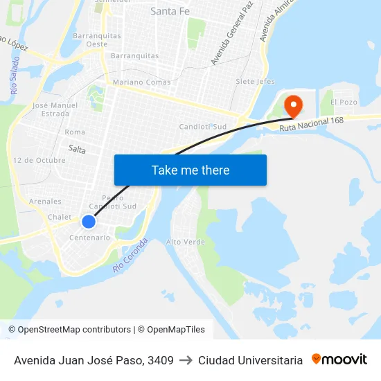 Avenida Juan José Paso, 3409 to Ciudad Universitaria map