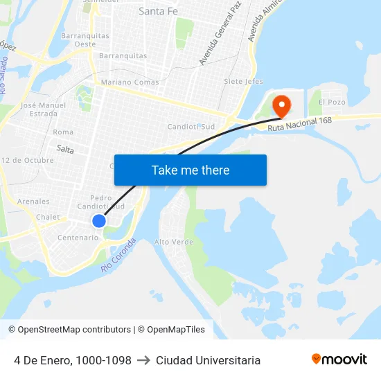 4 De Enero, 1000-1098 to Ciudad Universitaria map
