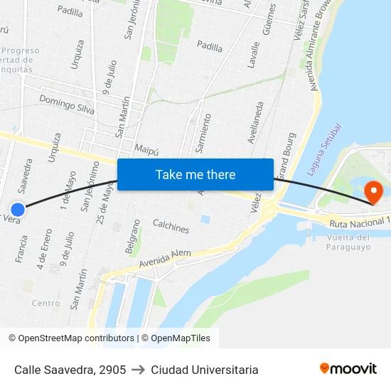 Calle Saavedra, 2905 to Ciudad Universitaria map