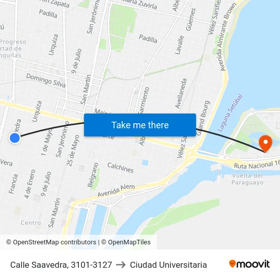 Calle Saavedra, 3101-3127 to Ciudad Universitaria map