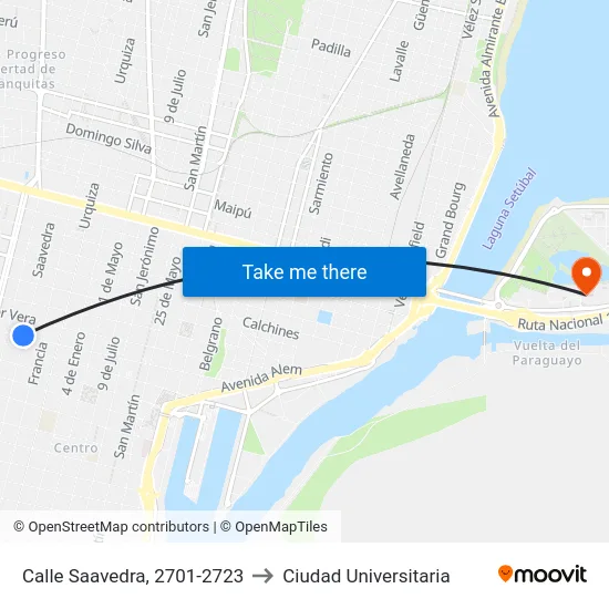 Calle Saavedra, 2701-2723 to Ciudad Universitaria map