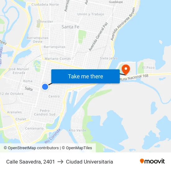 Calle Saavedra, 2401 to Ciudad Universitaria map