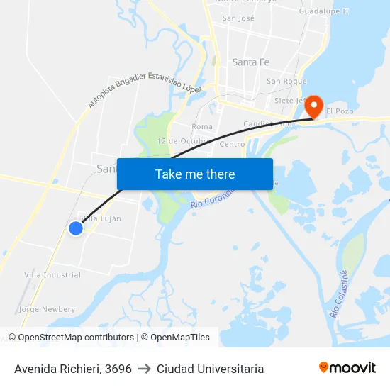 Avenida Richieri, 3696 to Ciudad Universitaria map