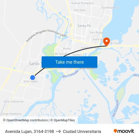 Avenida Lujan, 3164-3198 to Ciudad Universitaria map