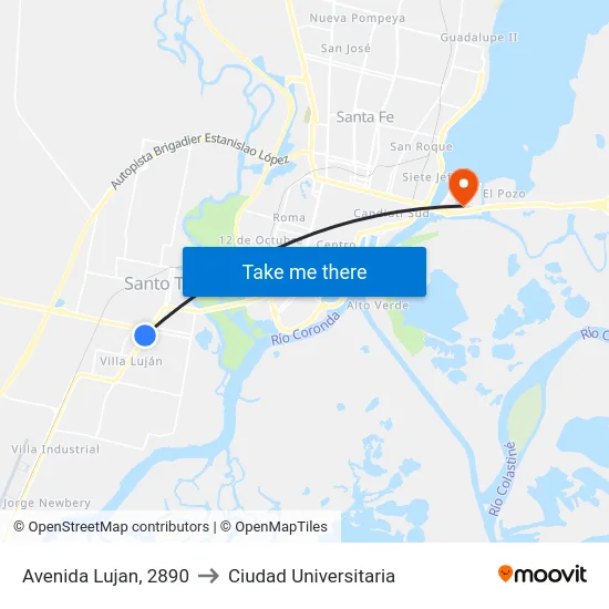 Avenida Lujan, 2890 to Ciudad Universitaria map