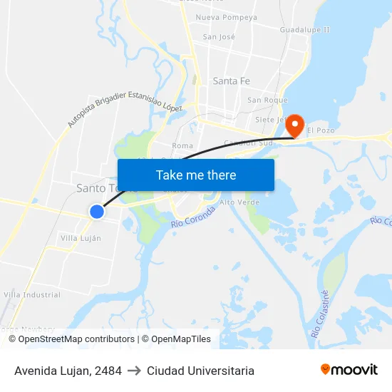 Avenida Lujan, 2484 to Ciudad Universitaria map