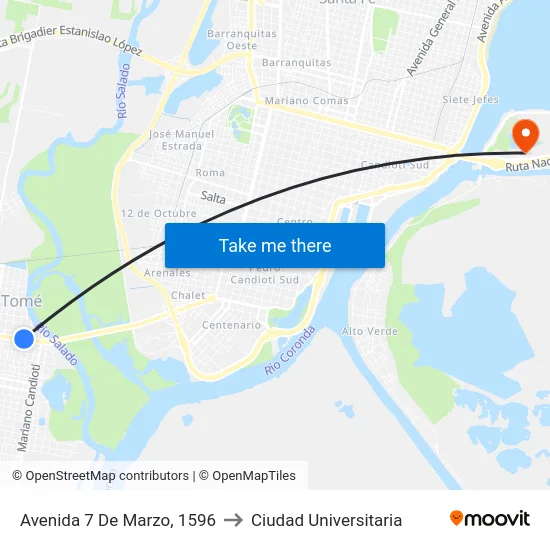 Avenida 7 De Marzo, 1596 to Ciudad Universitaria map
