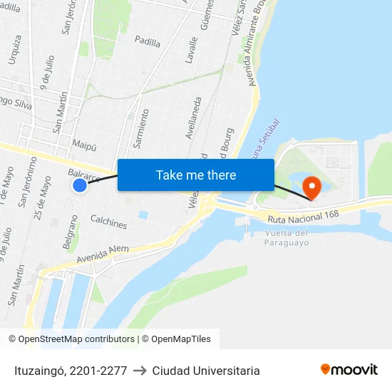 Ituzaingó, 2201-2277 to Ciudad Universitaria map