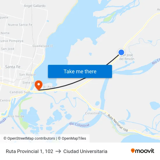 Ruta Provincial 1, 102 to Ciudad Universitaria map