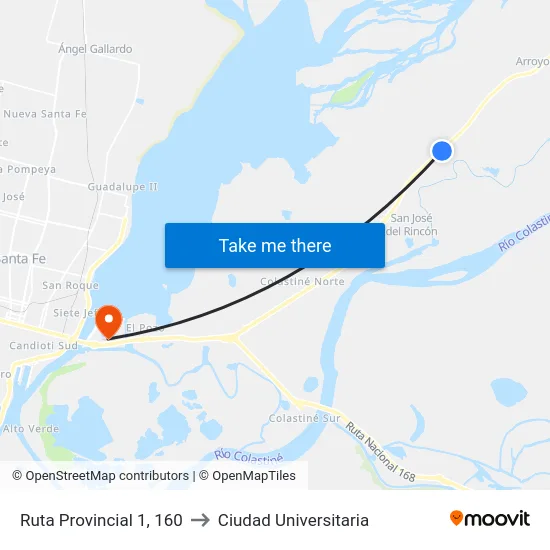 Ruta Provincial 1, 160 to Ciudad Universitaria map