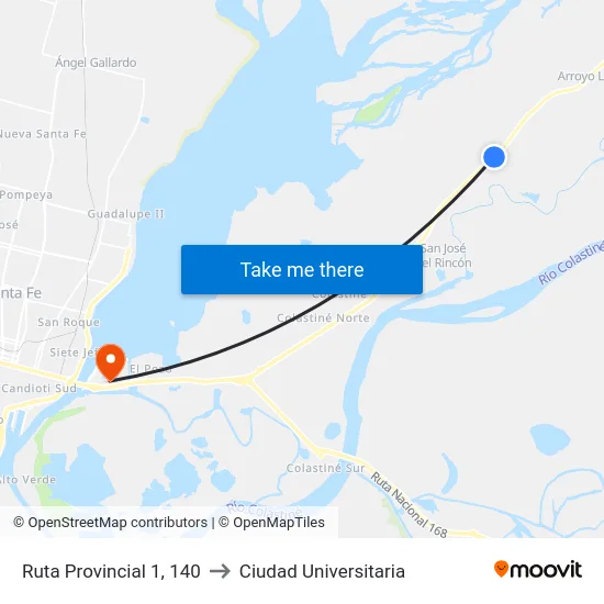 Ruta Provincial 1, 140 to Ciudad Universitaria map