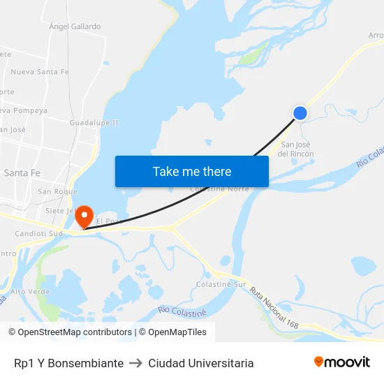 Rp1 Y Bonsembiante to Ciudad Universitaria map