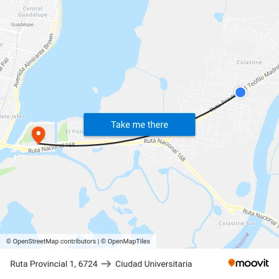 Ruta Provincial 1, 6724 to Ciudad Universitaria map