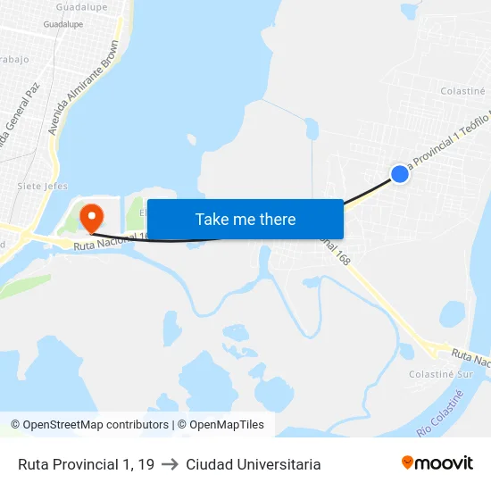 Ruta Provincial 1, 19 to Ciudad Universitaria map