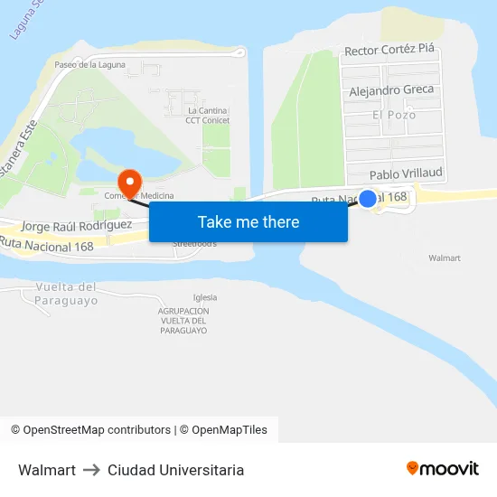 Walmart to Ciudad Universitaria map