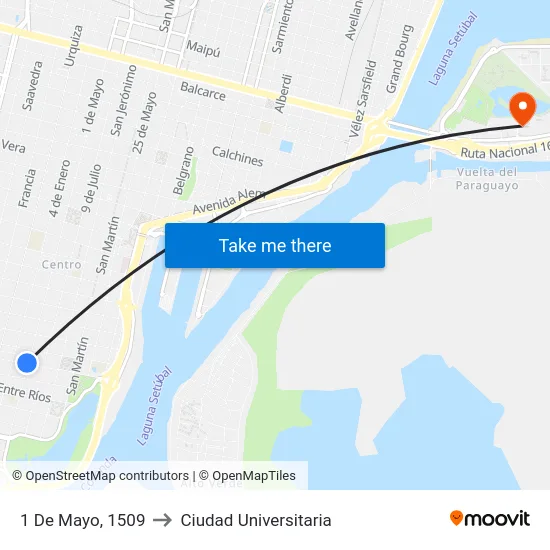 1 De Mayo, 1509 to Ciudad Universitaria map