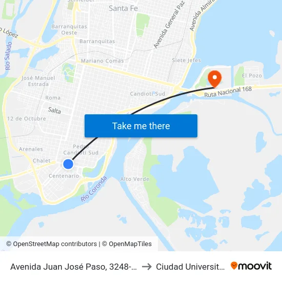 Avenida Juan José Paso, 3248-3300 to Ciudad Universitaria map