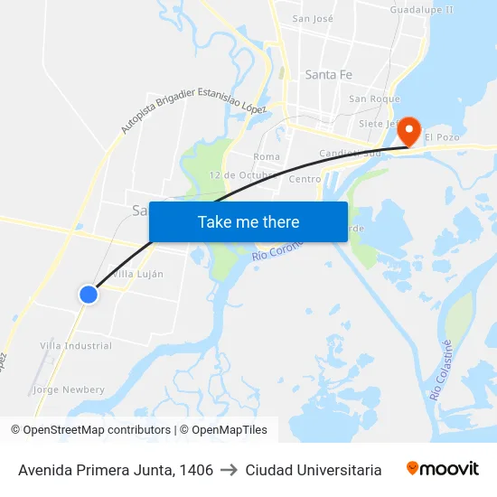 Avenida Primera Junta, 1406 to Ciudad Universitaria map