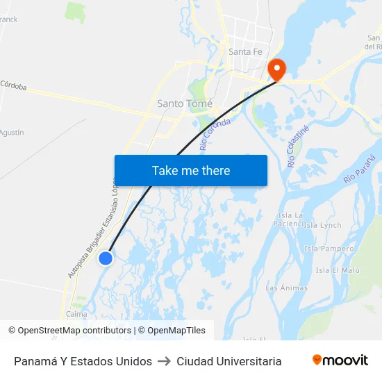Panamá Y Estados Unidos to Ciudad Universitaria map