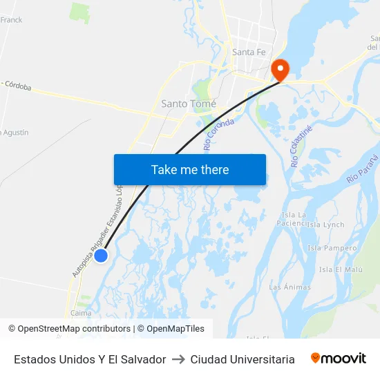 Estados Unidos Y El Salvador to Ciudad Universitaria map