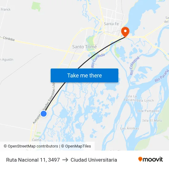 Ruta Nacional 11, 3497 to Ciudad Universitaria map