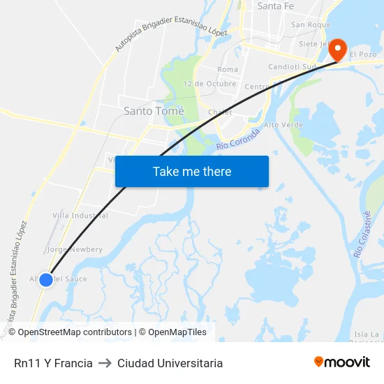 Rn11 Y Francia to Ciudad Universitaria map