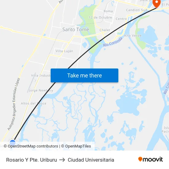 Rosario Y Pte. Uriburu to Ciudad Universitaria map