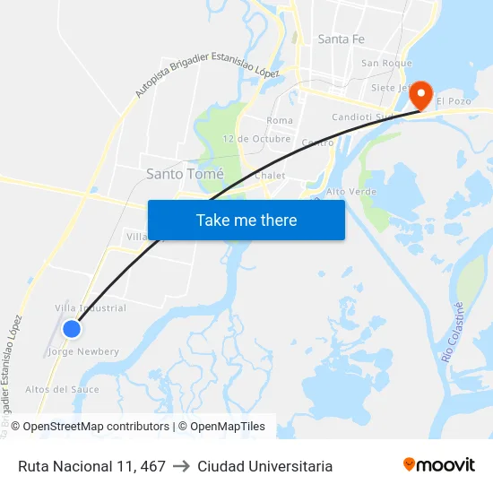 Ruta Nacional 11, 467 to Ciudad Universitaria map