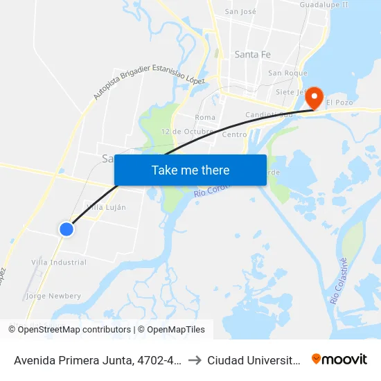 Avenida Primera Junta, 4702-4798 to Ciudad Universitaria map