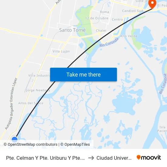 Pte. Celman Y Pte. Uriburu Y Pte. Quintana to Ciudad Universitaria map