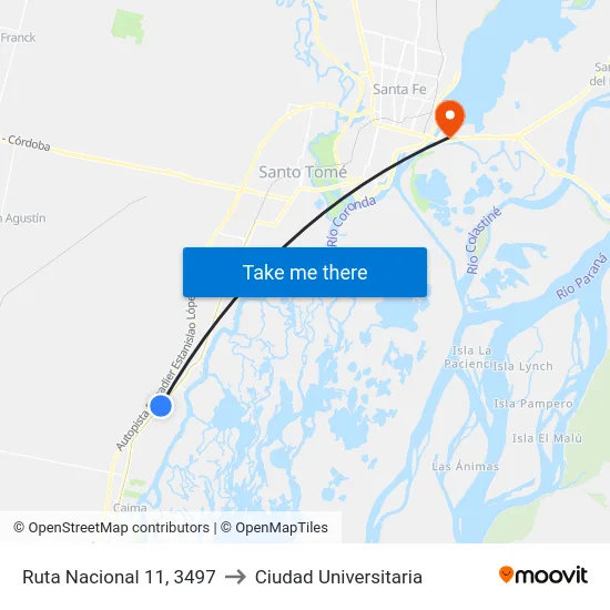 Ruta Nacional 11, 3497 to Ciudad Universitaria map