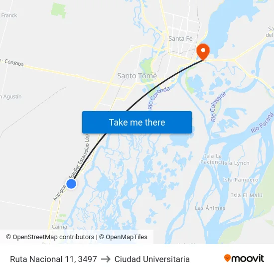 Ruta Nacional 11, 3497 to Ciudad Universitaria map