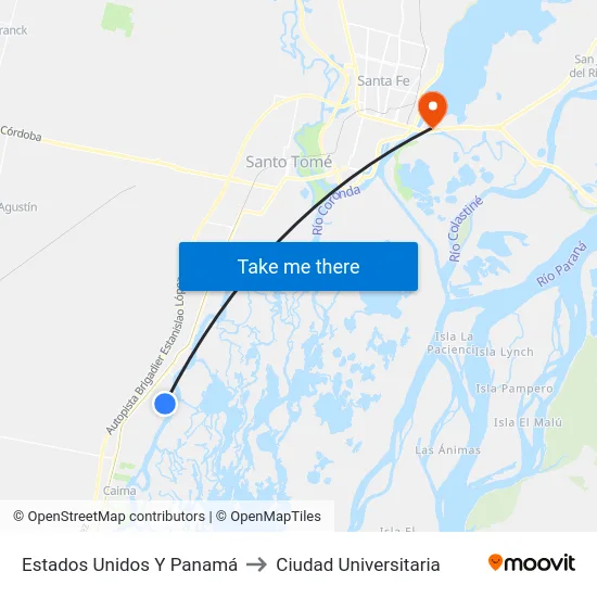 Estados Unidos Y Panamá to Ciudad Universitaria map