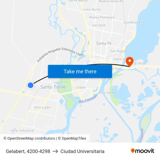 Gelabert, 4200-4298 to Ciudad Universitaria map
