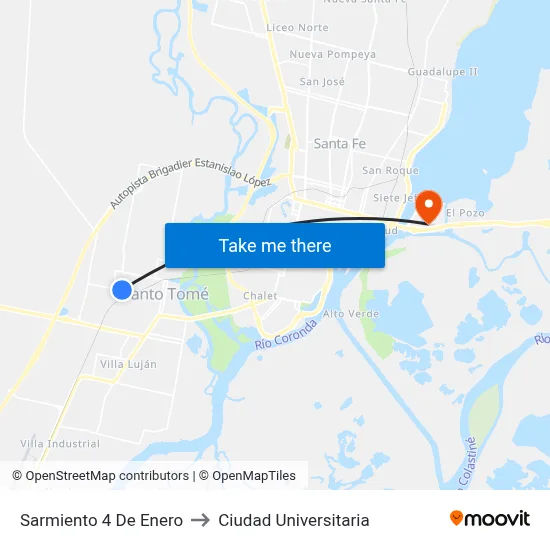 Sarmiento  4 De Enero to Ciudad Universitaria map