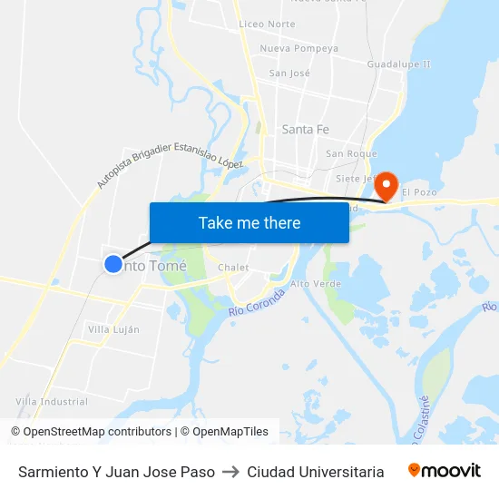 Sarmiento Y Juan Jose Paso to Ciudad Universitaria map