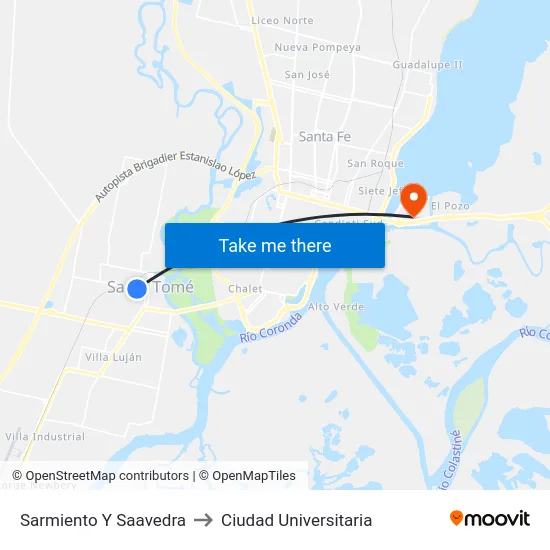Sarmiento Y Saavedra to Ciudad Universitaria map