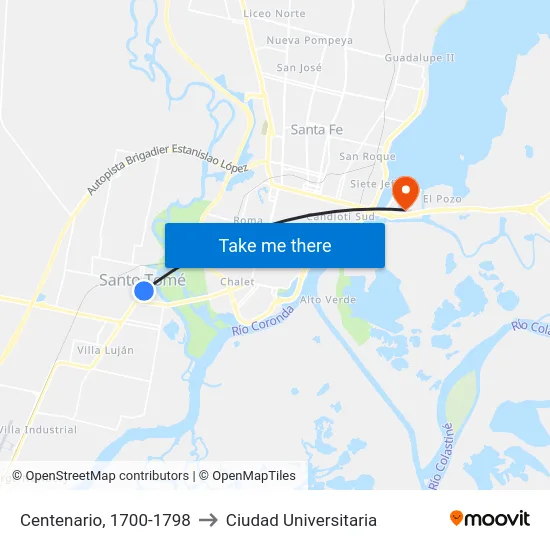 Centenario, 1700-1798 to Ciudad Universitaria map