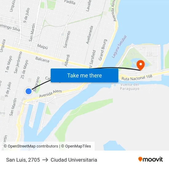 San Luis, 2705 to Ciudad Universitaria map